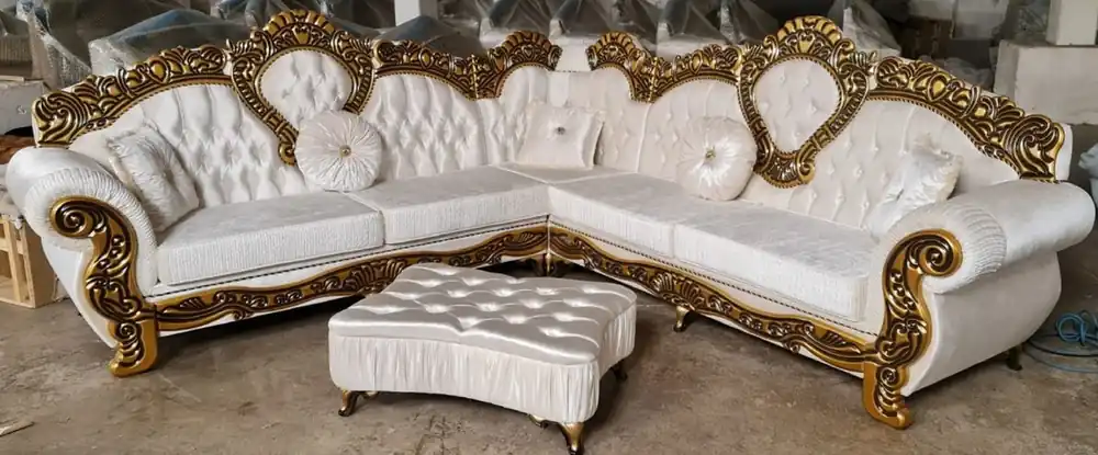 Casa Padrino Luxus Barock Ecksofa Creme / Gold Knallerangebot