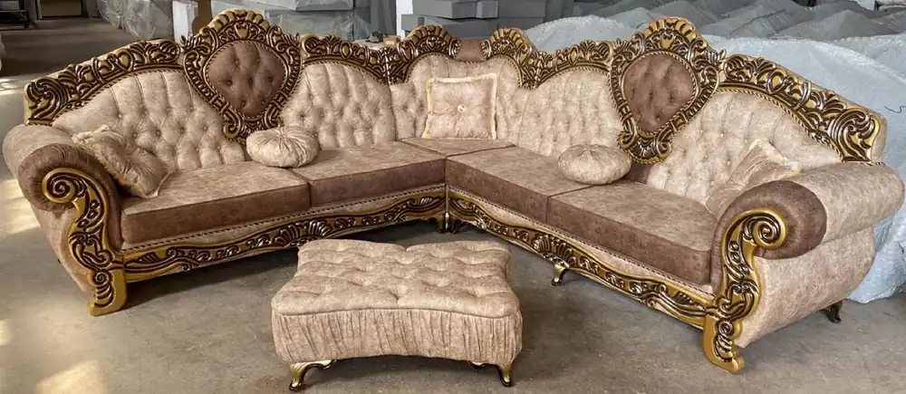 Bestpreis Casa Padrino Luxus Barock Ecksofa Beige / Braun / Gold
