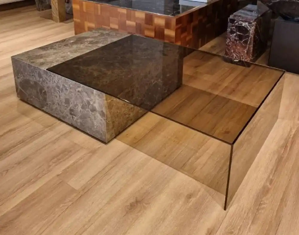 Casa Padrino Luxus Marmor Couchtisch mit Glasplatte Grau 150 cm Knallerangebot