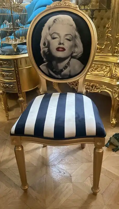 Casa Padrino Barock Esszimmer Stuhl Marilyn Monroe mit Streifen Preisknaller