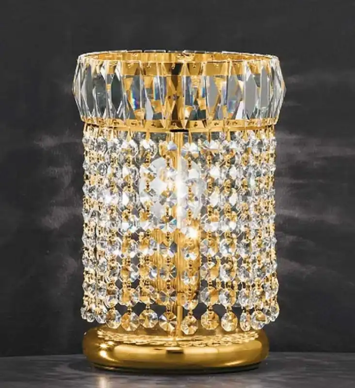Casa Padrino Luxus Barock Kristall Tischleuchte Gold H. 24 cm - Made in Italy Super-Preis