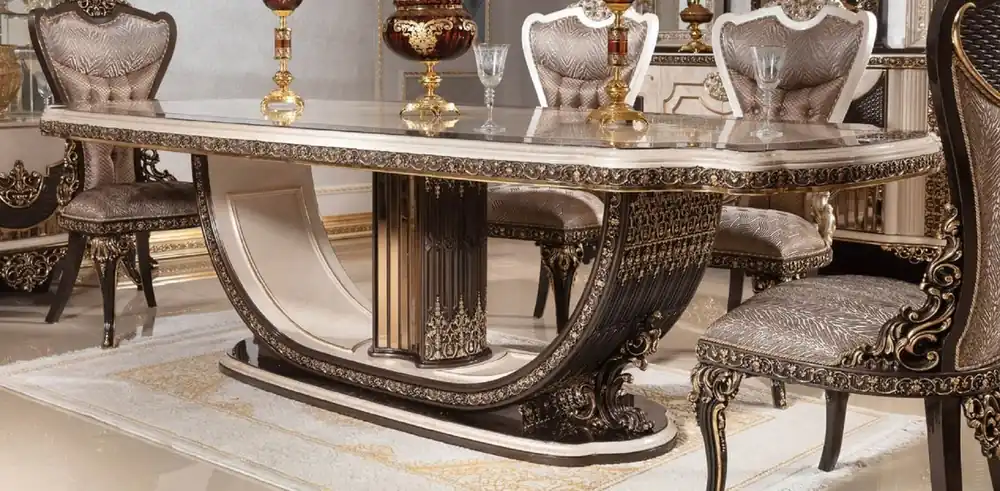 Solange Der Vorrat Reicht Casa Padrino Luxus Barock Esstisch Creme / Dunkelbraun / Gold 250 cm