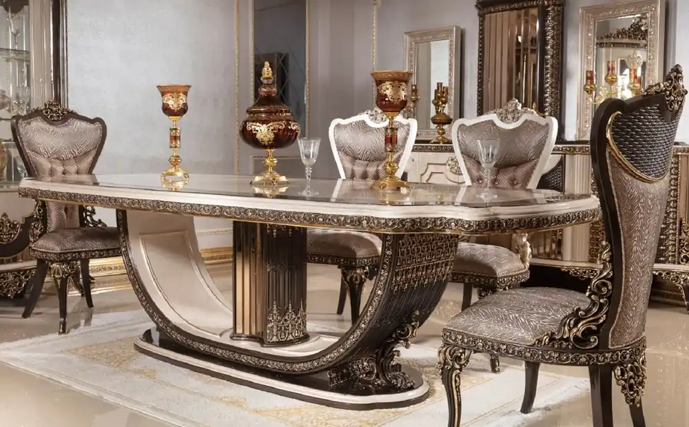 Highlight Casa Padrino Luxus Barock Esszimmer Set - 1 Esstisch 250 cm & 6 Stühle