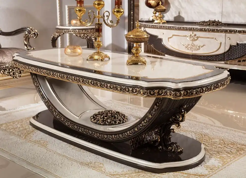 Aktuell Casa Padrino Luxus Barock Couchtisch Creme / Dunkelbraun / Gold 168 cm