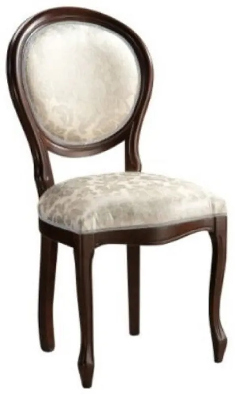 Sonderaktion Casa Padrino Luxus Barock Esszimmer Stuhl Creme Muster / Dunkelbraun