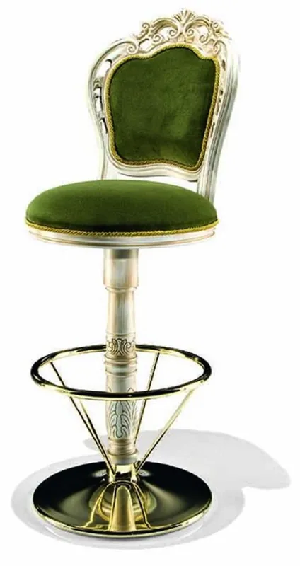 Casa Padrino Luxus Barock Barstuhl Grün - Made in Italy Must-Have
