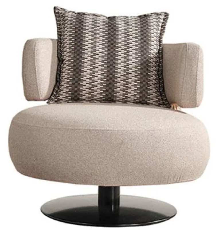 Finale Aktion Casa Padrino Luxus Sessel Beige / Schwarz Ø 95 x H. 88 cm