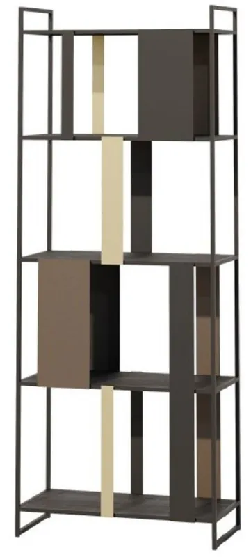 Neue Kollektion Casa Padrino Luxus Metall Regalschrank Schwarz / Braun / Messing 78 cm