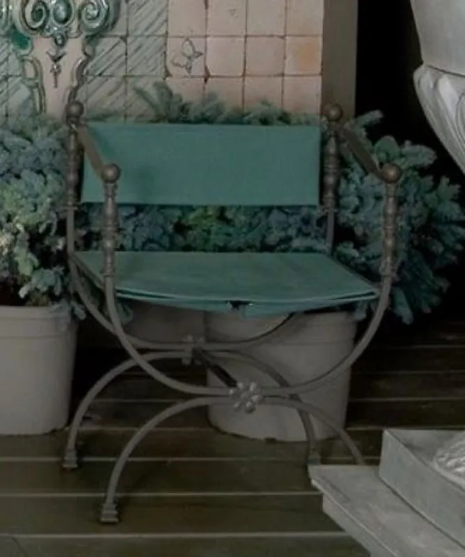 Casa Padrino Luxus Jugendstil Schmiedeeisen Gartenstuhl mit Armlehnen Grau / Grün H. 80 cm Nur Heute