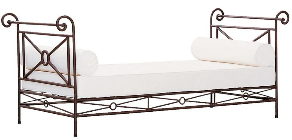 Casa Padrino Luxus Jugendstil Schmiedeeisen Sofa Braun / Weiß 210 cm Knallerangebot