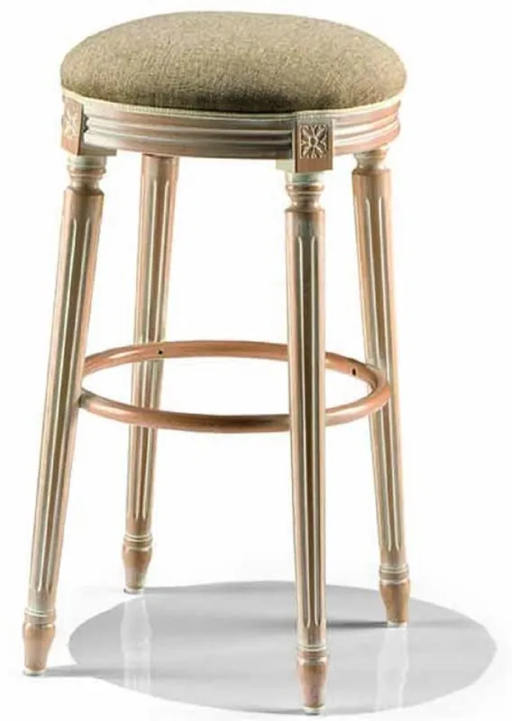 Casa Padrino Luxus Barock Barhocker Grün / Elfenbein / Beige - Made in Italy Mega-Angebot