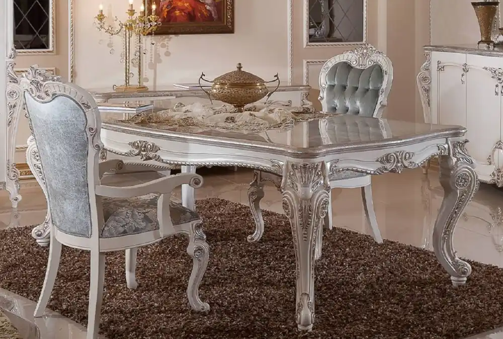 Rabatt Casa Padrino Luxus Barock Esszimmer Set Grün / Silber / Weiß