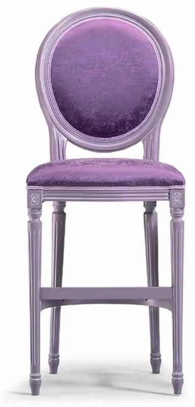 Neuheit Casa Padrino Luxus Barock Barstuhl Lila / Grau - Made in Italy