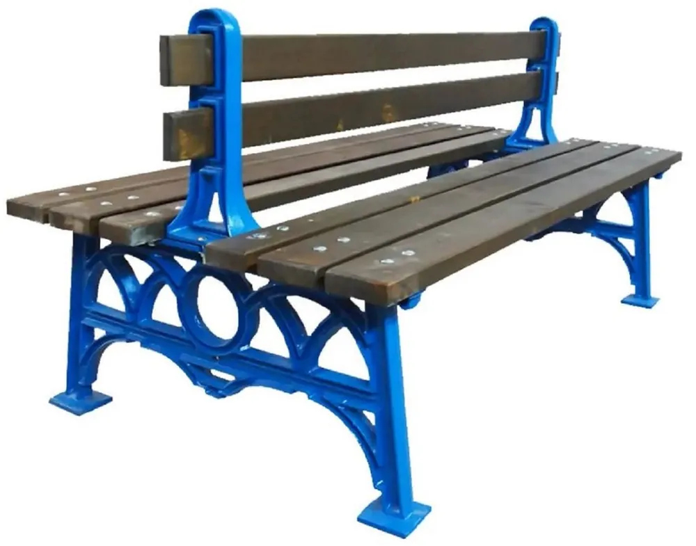 Casa Padrino Industrie Stil Gartenbank Doppelseitig Braun / Blau 180 cm Kracherpreis