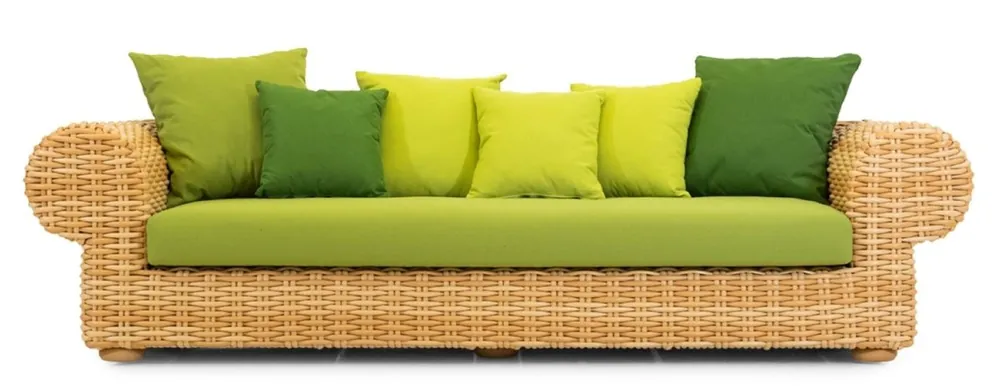 Casa Padrino Luxus 3er Gartensofa Naturfarben / Grün 260 cm Bestseller