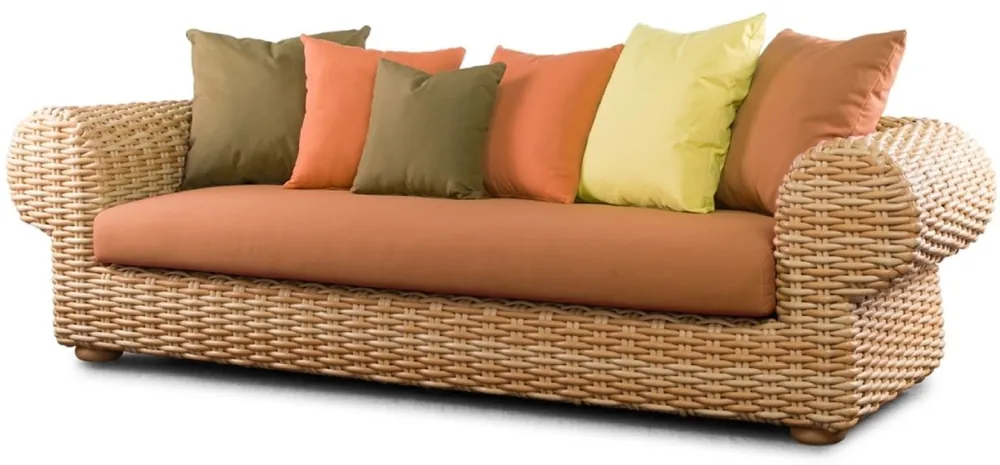 Casa Padrino Luxus 3er Gartensofa Naturfarben / Braun 260 cm Sonderaktion