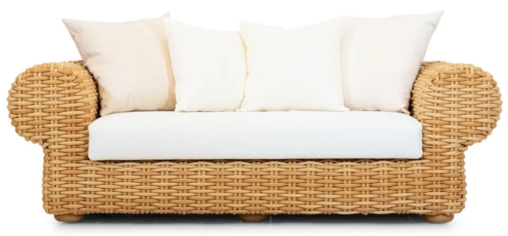 Billig Casa Padrino Luxus 2er Gartensofa Naturfarben / Weiß 205 cm