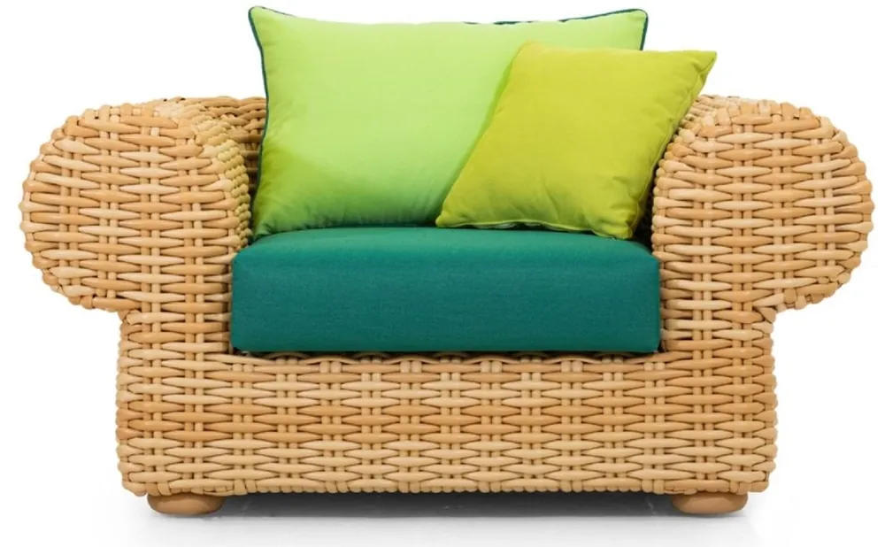 Casa Padrino Luxus Gartensessel Naturfarben / Grün 135 cm Sonderangebot