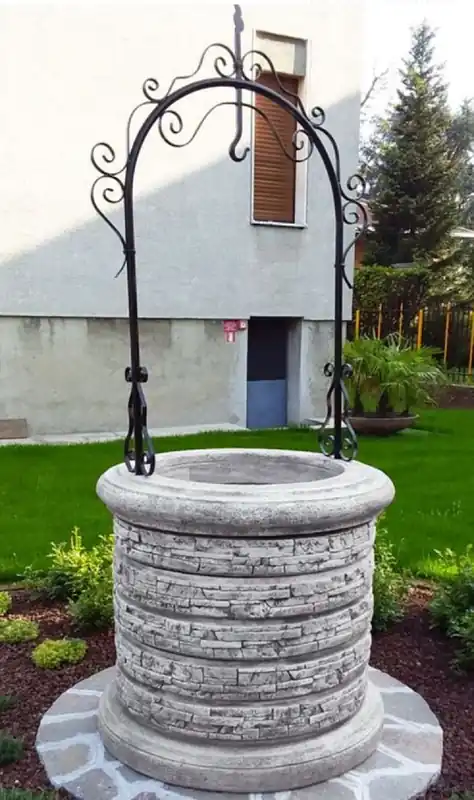 Sichere Zahlung Casa Padrino Jugendstil Garten Beton Brunnen Grau / Schwarz Ø 105 x H. 219 cm
