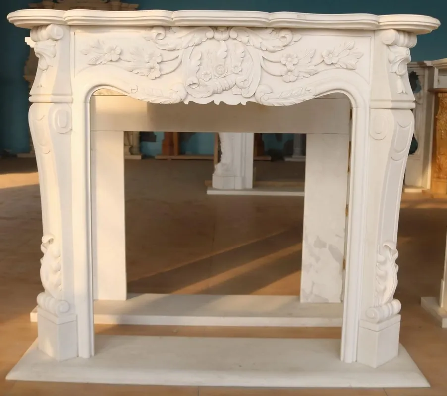 Rabatt Casa Padrino Luxus Barock Marmor Kaminumrandung Weiß 153 x H. 113 cm