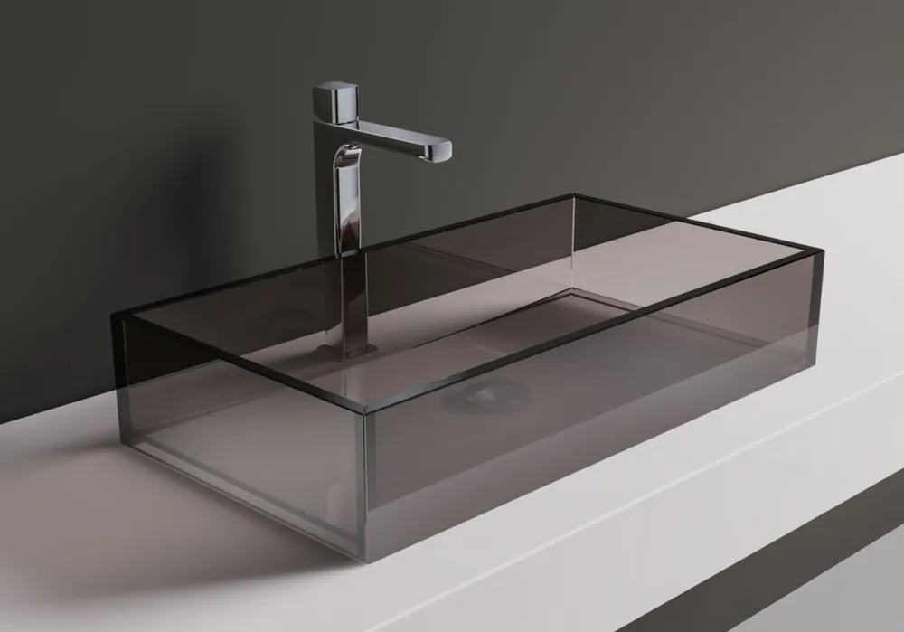 Casa Padrino Luxus Glas Waschbecken Bronze 65 cm - Made in Italy Garantierte Lieferung
