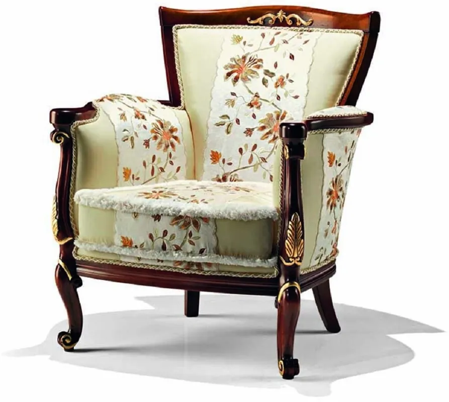Casa Padrino Luxus Barock Sessel Hellgrün / Braun / Gold - Made in Italy Nur Heute
