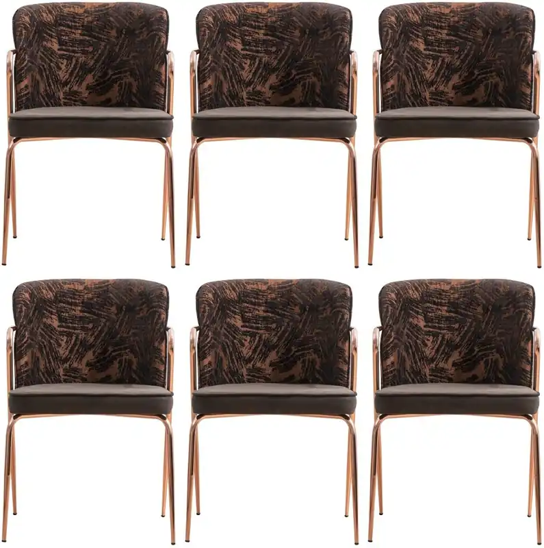 Super-Preis Casa Padrino Luxus Esszimmer Stuhl 6er Set mit Armlehnen Grau / Braun / Schwarz / Kupfer