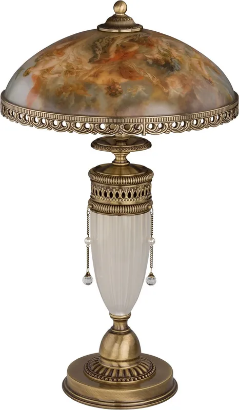 Abverkauf Casa Padrino Luxus Barock Tischleuchte Messing mit Patina / Bunt / Weiß H. 53 cm