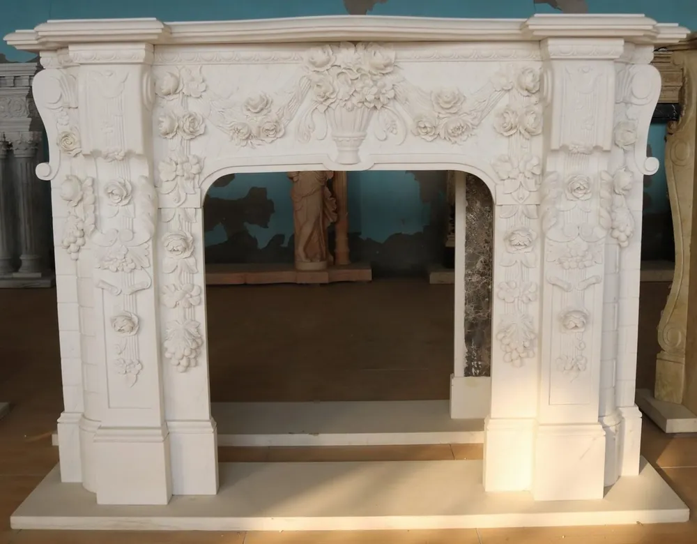 Ausverkauf Casa Padrino Luxus Barock Marmor Kaminumrandung Weiß 190 x H. 142 cm