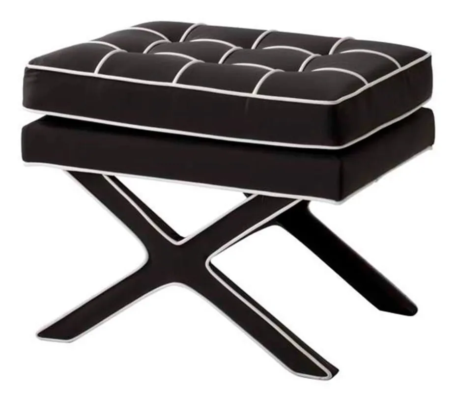 Casa Padrino luxury cross stool black / white - designer hotel stool Mega-Angebot