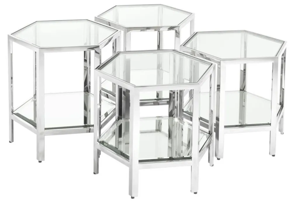 Neue Kollektion Casa Padrino luxury couch table silver set of 4 - designer living room table