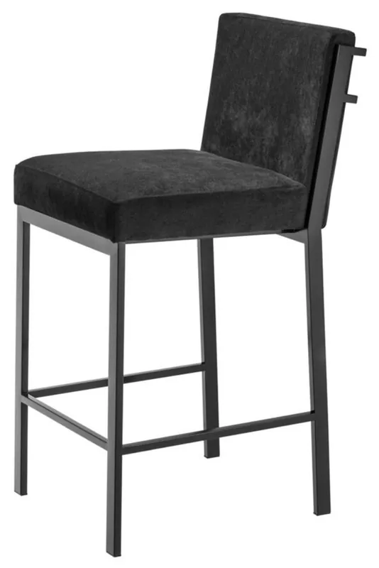 Wochenendangebot Casa Padrino luxury bar stool black / bronze 43 x 54 x H. 91 cm - Designer Stainless Steel Bar Stool with Velvet Fabric - Bar Furniture