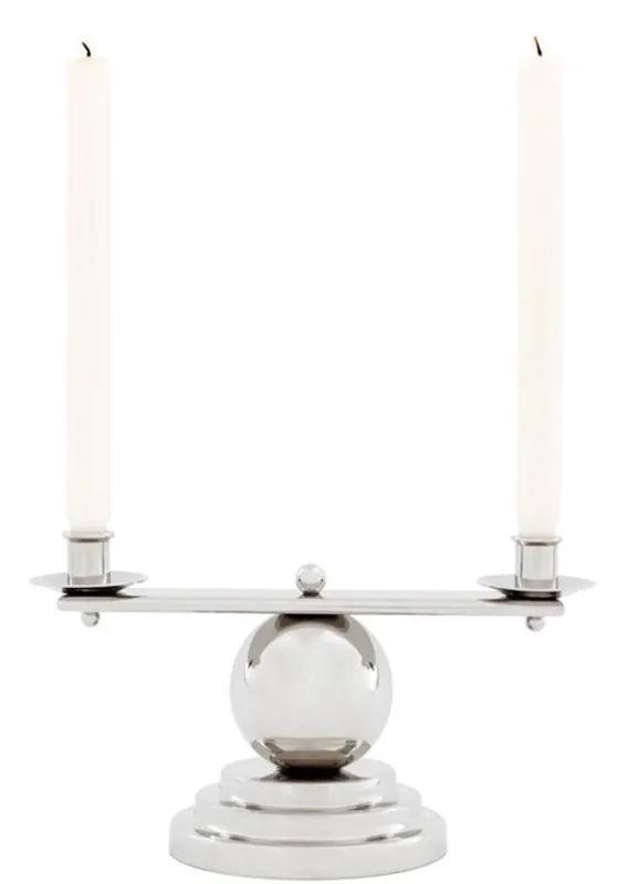 Nur Heute Casa Padrino luxury candle holder silver 34 x H. 16,5 cm - designer accessories