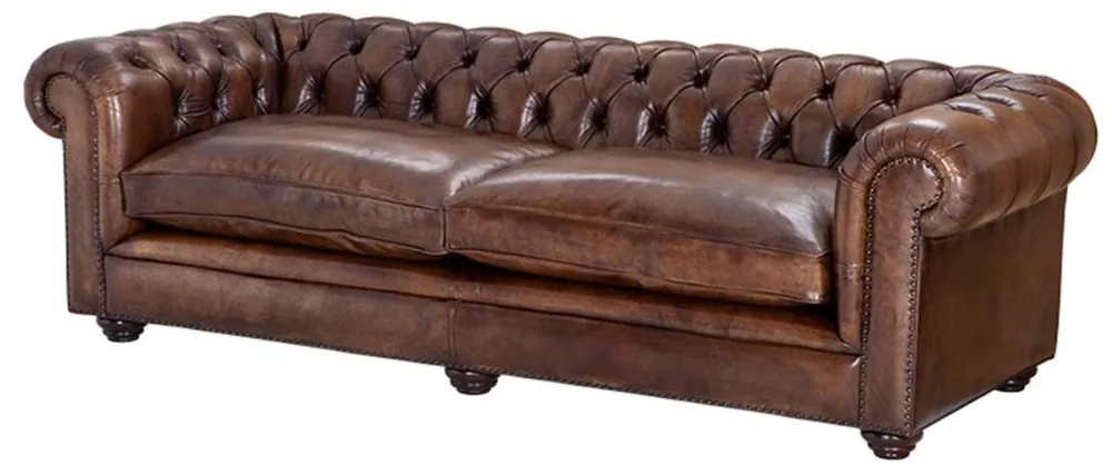 Neu Im Sortiment Casa Padrino buffalo leather 2 seat sofa brown 240 x 94 x H. 70 cm - luxury quality