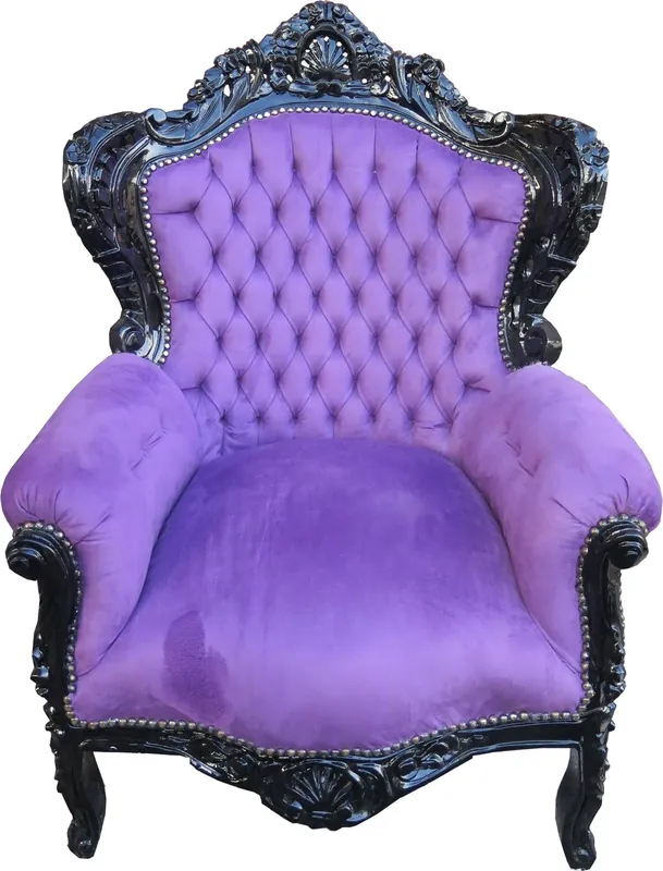 Casa Padrino Baroque Chair King Lila / Black 85 x 85 x H. 120 cm - Antique Furniture Letzte Chance