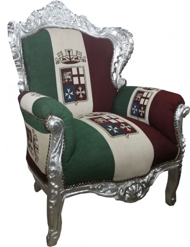 Kracherpreis Casa Padrino Armchair King Italy / Silver 85 x 85 x H. 120 cm - Italy Baroque Armchair