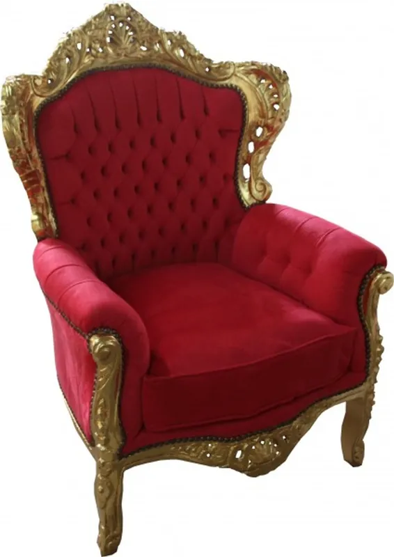 Casa Padrino Baroque Armchair King Red / Gold Mod2 - furniture in antique style Ausverkauf