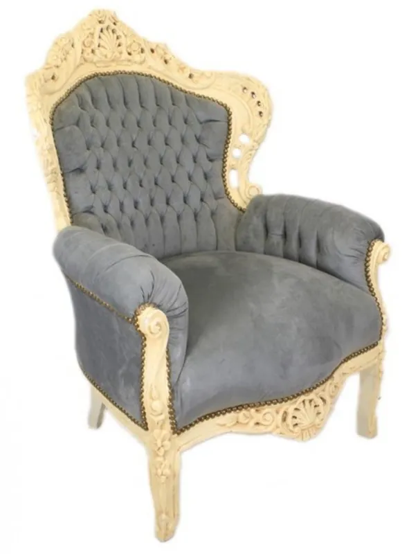 Casa Padrino Baroque Chair King Gray / Antique Style Cream - Antique Furniture Garantierte Lieferung