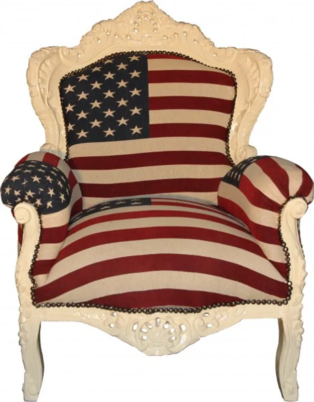Online Kaufen Casa Padrino Baroque Chair King American Flag USA / Cream - Limited Edition