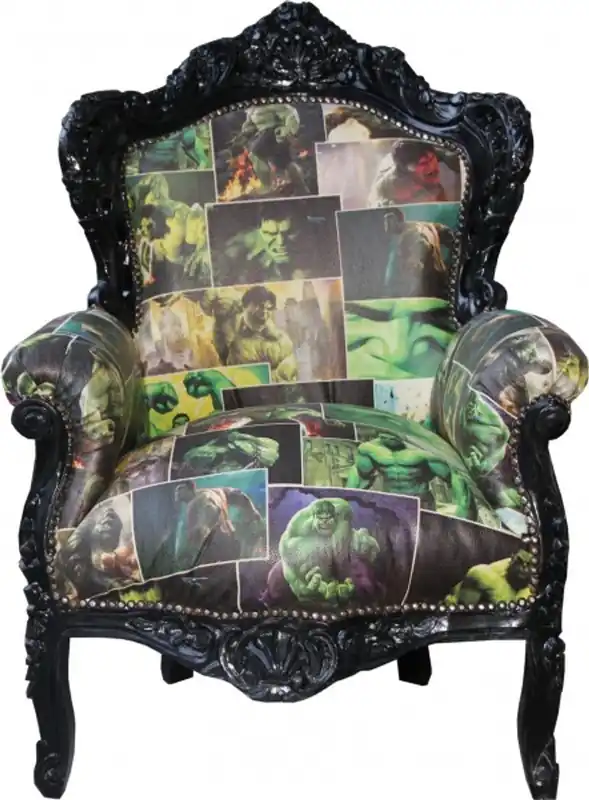 Expressversand Casa Padrino Baroque Chair King Comic Design / Black Leather Look 85 x 85 x H. 120 cm - Luxury Collection