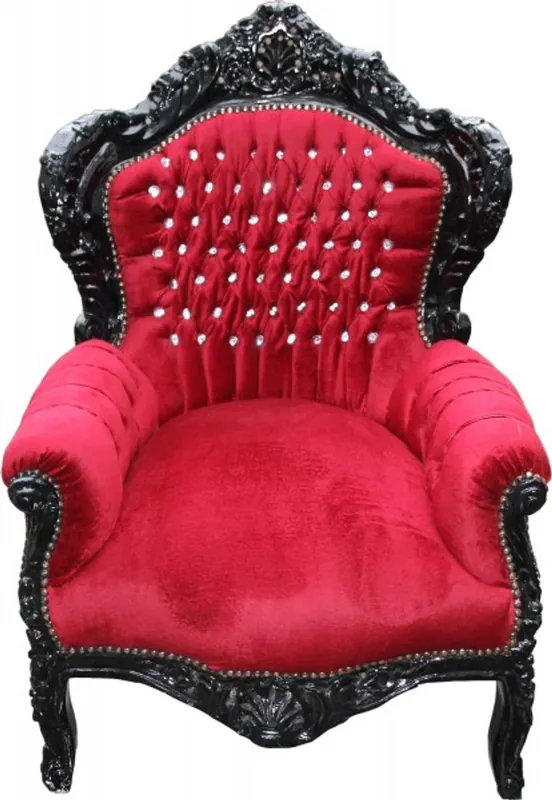 Casa Padrino Baroque Chair King Bordeaux / Black with Bling Bling Glittering - Limited Edition Günstig