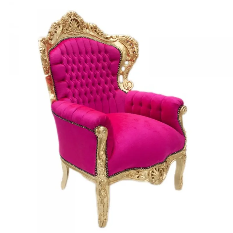 Casa Padrino Baroque Chair King Pink / Gold 85 x 85 x H. 120 cm - Furniture in Antique Style Zertifiziert