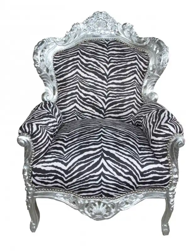 Casa Padrino baroque chair king zebra / silver - antique style furniture Wochenendangebot