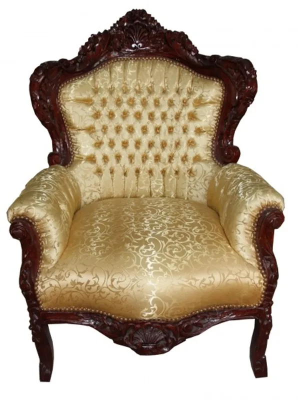 Casa Padrino baroque chair king gold pattern / brown 85 x 85 x H. 120 cm - Luxury Furniture in Antique Style Heißes Angebot