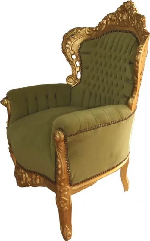 Casa Padrino Baroque Chair King Jade Green / Gold 85 x 85 x H. 120 cm - Baroque Furniture Finale Aktion