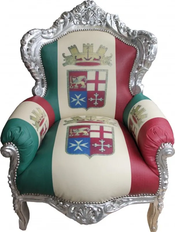 Casa Padrino Baroque Chair King Italy / Silver 85 x 85 x H. 120 cm - Baroque Armchair in Italy Design Günstig