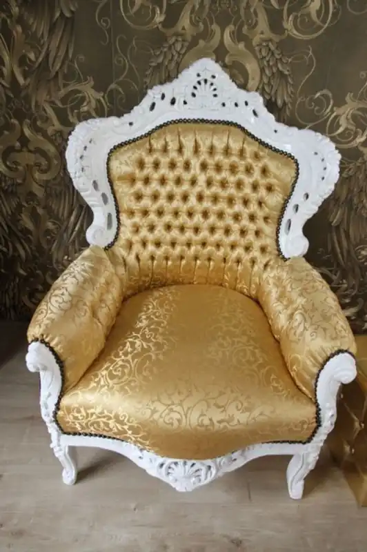 Casa Padrino Baroque Chair King Gold Pattern / White 85 x 85 x H. 120 cm - Antique Style Furniture Schneller Versand