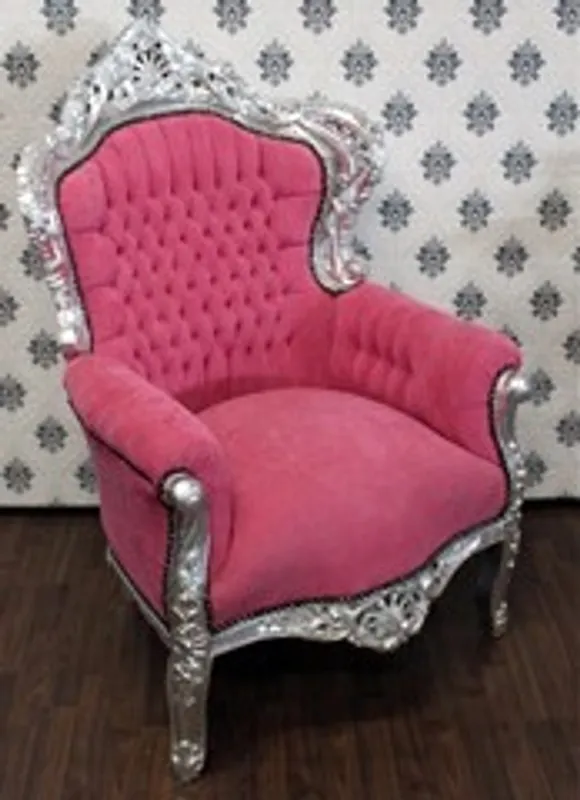 Sale Casa Padrino baroque chair king pink / silver 85 x 85 x H. 120 cm - baroque furniture