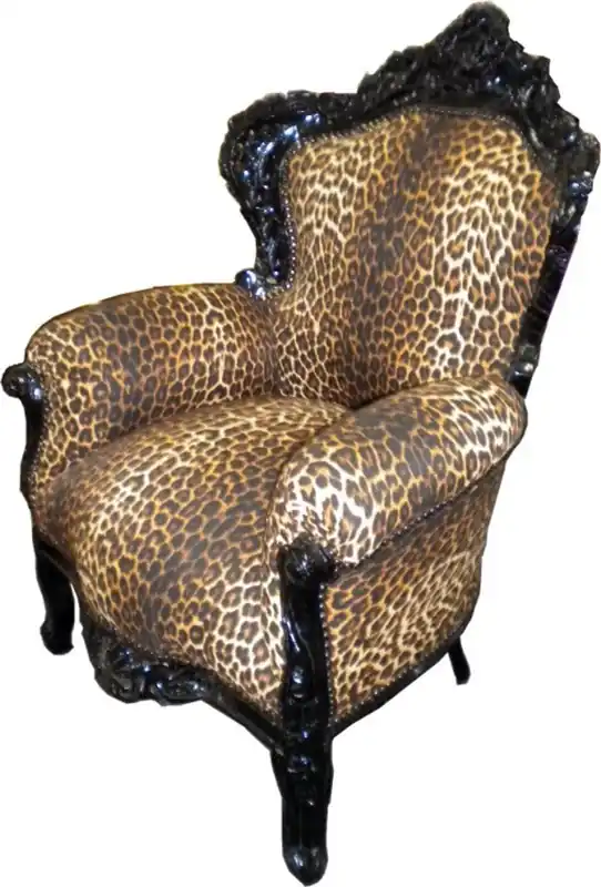 Zertifiziert Casa Padrino Baroque Armchair King Leopard / Black - Limited Edition