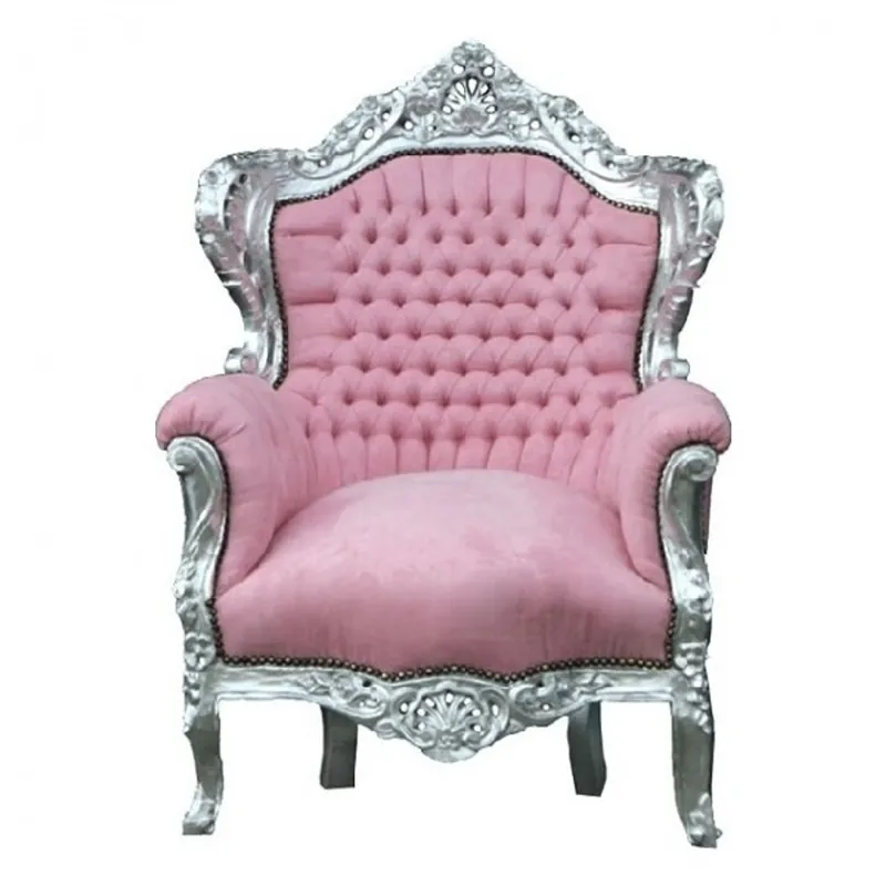 Nur Für Kurze Zeit Casa Padrino baroque armchair King Rosa / silver 85 x 85 x H. 120 cm - baroque furniture